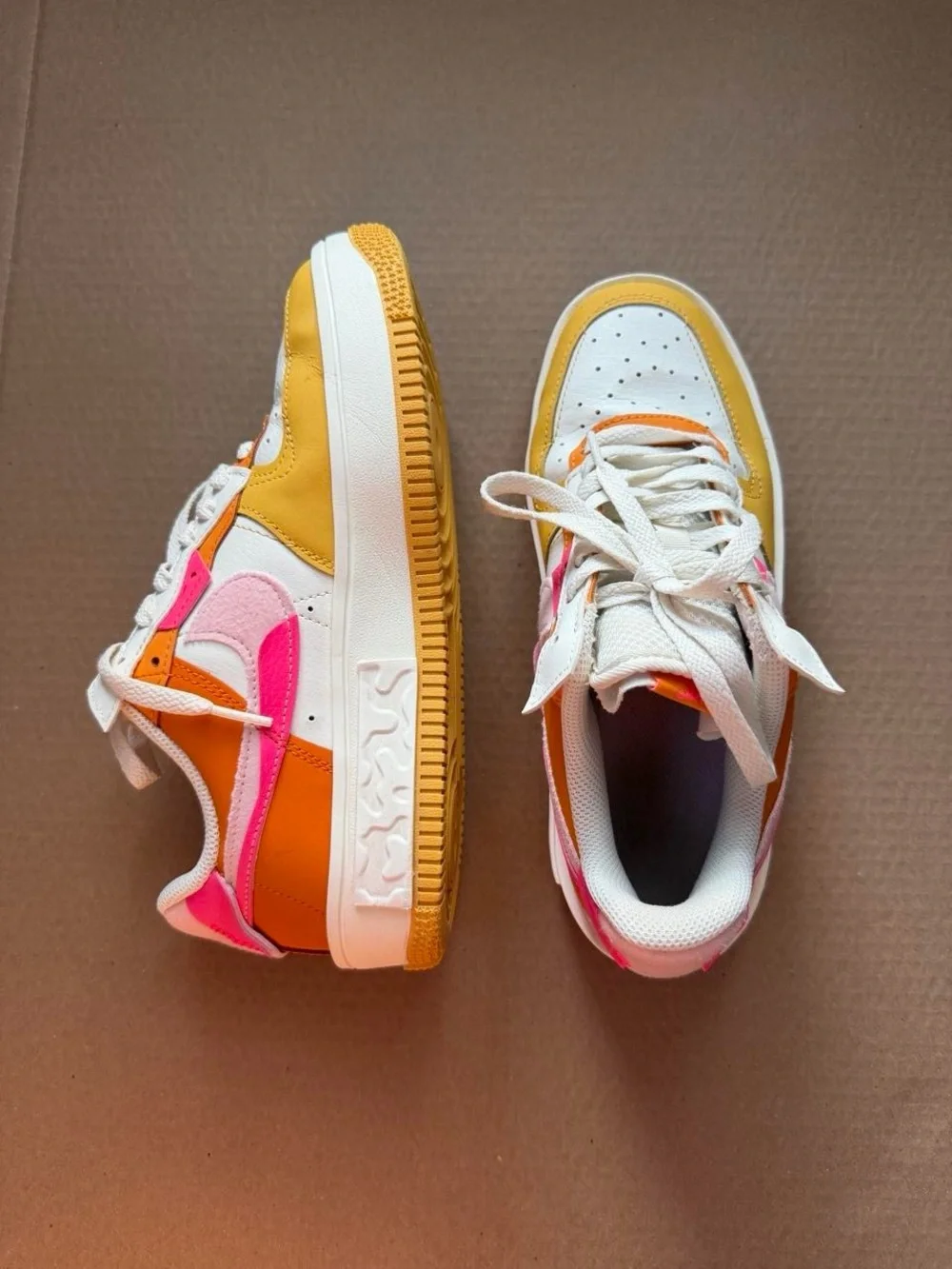 Nike White Sneakers with Pink & Yellow Accents - Picture 1 of 7